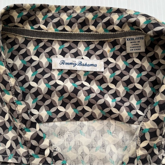 Tommy Bahama 100% Silk Short Sleeve Button Up Shirt Black Gray Pattern Size XXXL - Picture 3 of 9